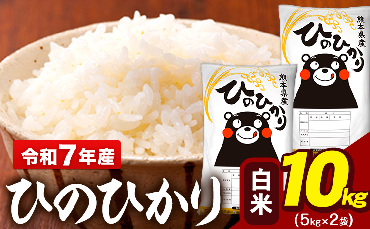 令和7年産 白米 米 ひのひかり 10kg (5kg袋×2)《7-14日以内に出荷予定(土日祝除く)》熊本県 大津町 国産 熊本県産 白米 精米 送料無料 ヒノヒカリ こめ お米---oz_hn7_wx_22500_10kg_h---