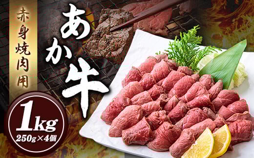 あか牛 赤身焼肉用 1kg (250g×4個) 幸路《60日以内に出荷予定(土日祝除く)》あか牛  赤牛 焼肉 ---so_fhakakay4_60d_r7_33500_1kg---