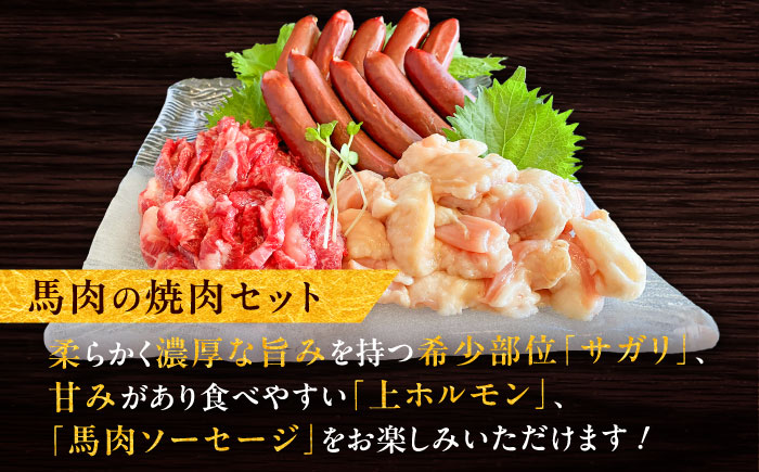 馬ウマ 焼肉セット (4～5人前) 合計 約800g / 馬さがり 馬上ホルモン 馬肉ソーセージ 焼肉 熊本県 特産品 馬肉【有限会社菊陽食肉センター】 [BHAC008]