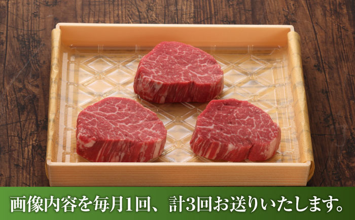 【全3回定期便】【GI認証】くまもとあか牛シャトーブリアン 約120g×3枚 / 菊陽町 あかうし 熊本県 肉 にく niku ブランド 旨み 【有限会社 三協畜産】 [BHAS072]