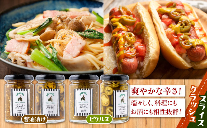 ハラペーニョ  8種食べくらべセット / はらぺーにょ 醤油漬け ピクルス 漬物 たれ 唐辛子 調味料 旨辛 熊本 菊陽町 調味料セット【こびらオリーブ園】 [BHBL004]