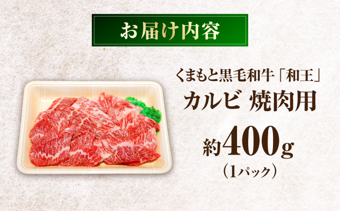 くまもと黒毛和牛 「和王」 カルビ焼肉用 約400g (約400g×1パック) / 牛肉 和王 肉 カルビ かるび 希少部位 熊本県 菊陽町【菊池地域農業協同組合】 [BHBQ002]