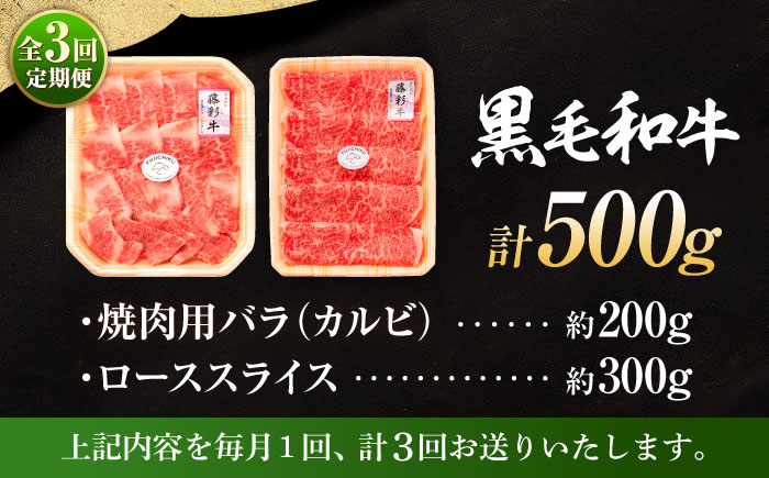 【全3回定期便】くまもと黒毛和牛「藤彩牛」2種の食べ比べ計500g 3900【株式会社フジチク】 [BHAD036]