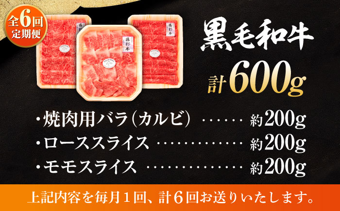 【全6回定期便】くまもと黒毛和牛「藤彩牛」厳選3種の食べ比べ計600g 3901【株式会社フジチク】 [BHAD040]
