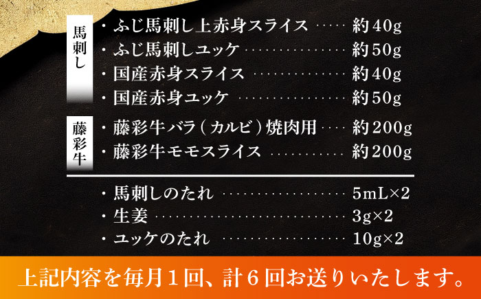 【全6回定期便】「熊本特産馬刺しとくまもと黒毛和牛」フジチクオリジナル贅沢食べ比べセット 3905【株式会社フジチク】 [BHAD052]