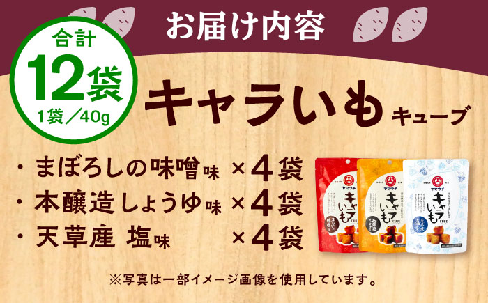 【年内発送は12月11日ご入金分まで！】キャラいもキューブ アソート 12袋セット 計480g(味噌・しょうゆ・塩 各4袋)【株式会社山内本店】 [BHAE039]