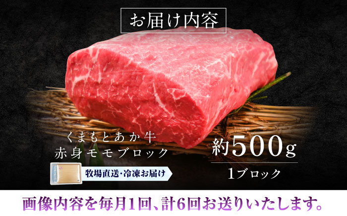 【全6回定期便】【GI認証】くまもとあか牛赤身モモブロック 約500g / 菊陽町 あかうし 熊本県 肉 にく niku ブランド 旨み 【有限会社 三協畜産】 [BHAS100]