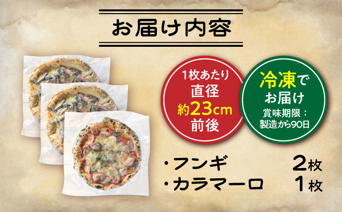 【 ナポリピッツァ 専門店 が作る 薪窯焼き 冷凍 ピッツァ セット 】 フンギ × 2枚、 カラマーロ × 1枚 合計3枚(約1.04kg)【堀川ピッツァ】 [BHBV010]