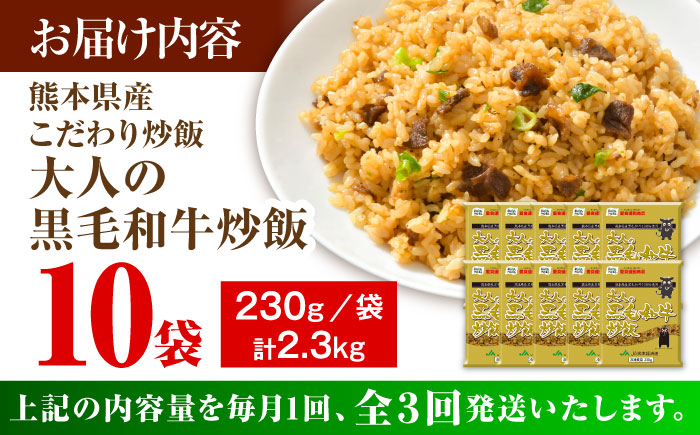 【全3回定期便】熊本県産 こだわり炒飯 大人の黒毛和牛 計2.3kg (230g×10)【ユーユーフーズ株式会社】 [BHCS019]