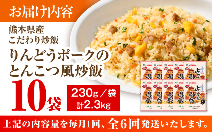 【全6回定期便】熊本県産 こだわり炒飯 りんどうポークのとんこつ風 計2.3kg (230g×10)【ユーユーフーズ株式会社】 [BHCS032]