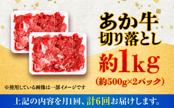【全6回定期便】あか牛 切り落とし 約1kg (約500g×2P) / 熊本 赤牛 褐牛 あかうし 褐毛和種 肥後 冷凍 国産 牛肉 和牛 切り落とし こま切れ【五右衛門フーズ】 [BHCY007]