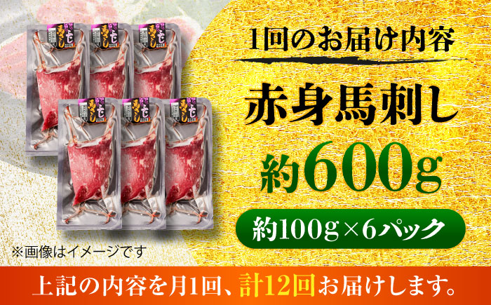 【全12回定期便】赤身 馬刺し 約600g(約100g×6パック) / 小分け 熊本 馬刺 赤身 馬刺し 冷凍 馬肉 ヘルシー 真空 パック おつまみ 熊本県 菊陽町【五右衛門フーズ】 [BHCY024]