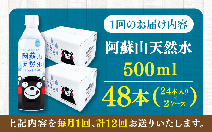【全12回定期便】阿蘇山天然水 500ml 計48本(24本×2ケース) 天然水 水 ミネラルウォーター 備蓄 熊本 菊陽町【丸富産業株式会社】 [BHDG018]
