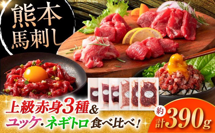 【年内発送は12月11日ご入金分まで！】「本場・熊本の味」 上級赤身馬刺し3種とユッケネギトロの詰め合わせ 3892【株式会社フジチク】 [BHAD021]