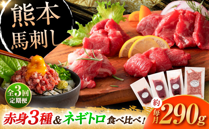 【全3回定期便】【熊本特産】赤身馬刺し3種とネギトロの詰め合わせ 3891【株式会社フジチク】 [BHAD066]