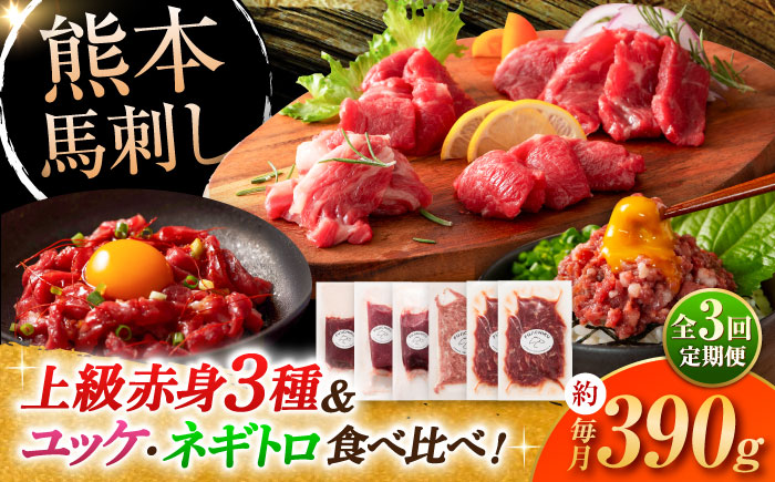 【全3回定期便】「本場・熊本の味」 上級赤身馬刺し3種とユッケネギトロの詰め合わせ 3892【株式会社フジチク】 [BHAD069]