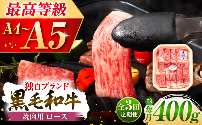 【全3回定期便】フジチク 藤彩牛 ロース 焼肉用 約400g 牛肉 黒毛和牛 国産【株式会社フジチク】 [BHAD093]