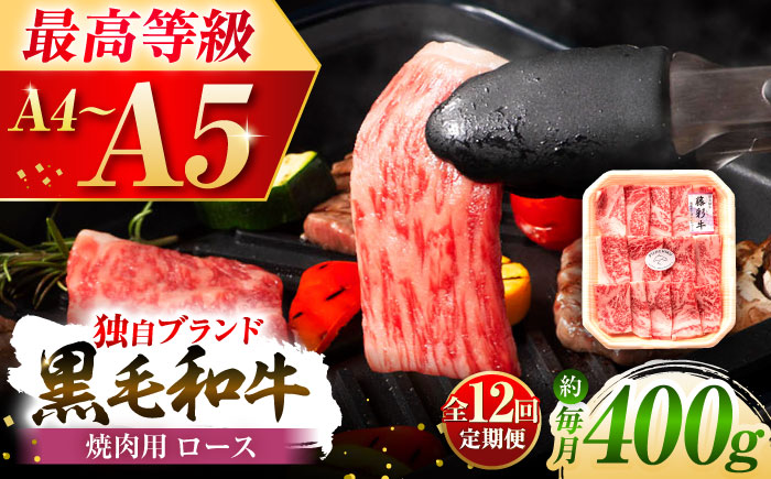 【全12回定期便】フジチク 藤彩牛 ロース 焼肉用 約400g 牛肉 黒毛和牛 国産【株式会社フジチク】 [BHAD095]
