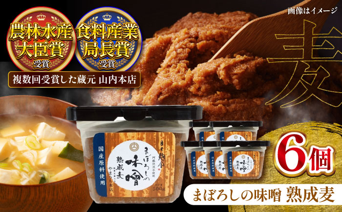 【年内発送は12月11日ご入金分まで！】まぼろしの味噌 熟成麦 500g×6個セット【株式会社山内本店】 [BHAE020]