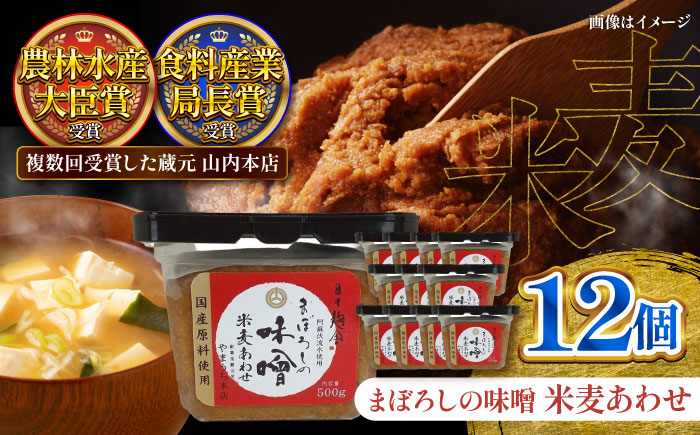 【年内発送は12月11日ご入金分まで！】まぼろしの味噌 米麦あわせ 500g×12個セット【株式会社山内本店】 [BHAE024]