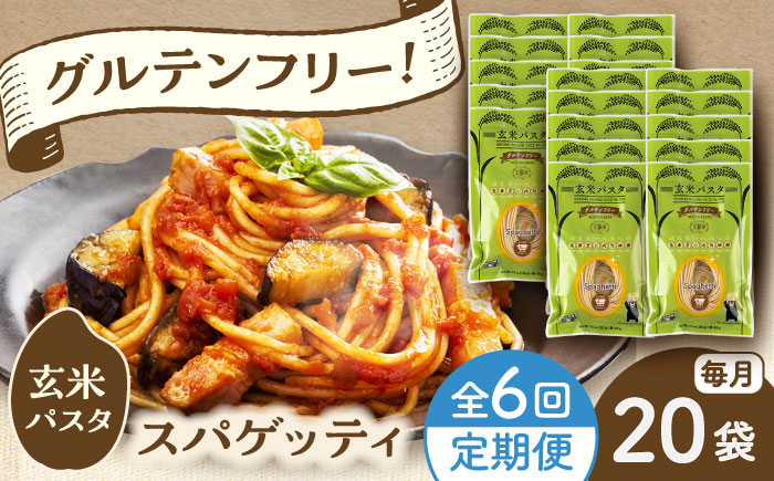 【全6回定期便】玄米パスタ スパゲッティ20袋セット / 玄米 パスタ 特産品 熊本【株式会社熊本玄米研究所】 [BHAF021]
