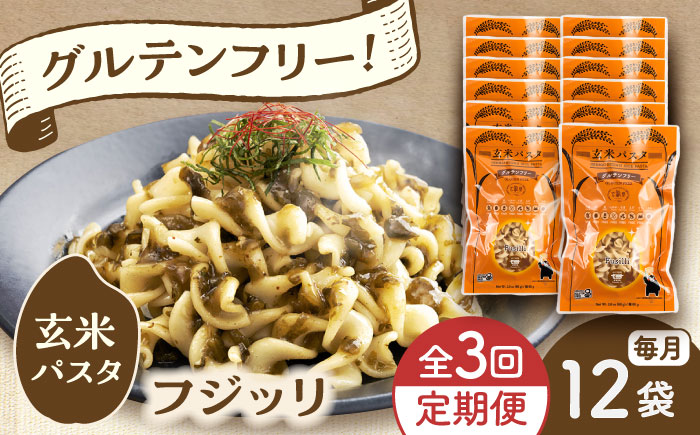 【全3回定期便】玄米パスタ フジッリ12袋セット / 玄米 パスタ 特産品 熊本【株式会社熊本玄米研究所】 [BHAF040]