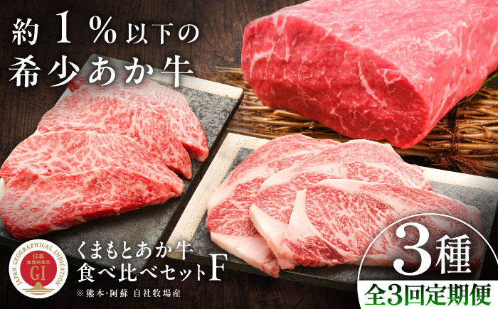【全3回定期便】【GI認証】くまもとあか牛 食べ比べF / 菊陽町 あかうし 熊本県 肉 にく niku ブランド 旨み 【有限会社 三協畜産】 [BHAS031]
