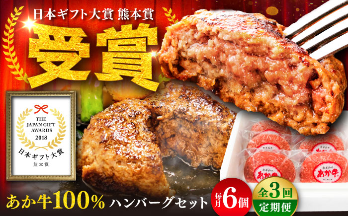 【全3回定期便】熊本和牛あか牛ハンバーグセット　120g×6個 / 菊陽町 あかうし 熊本県 肉 にく niku ブランド 旨み【有限会社　三協畜産】 [BHAS033]