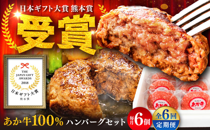 【全6回定期便】熊本和牛あか牛ハンバーグセット　120g×6個 / 菊陽町 あかうし 熊本県 肉 にく niku ブランド 旨み【有限会社　三協畜産】 [BHAS034]