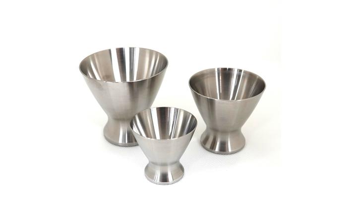 お猪口(大) / 金属 おちょこ 熱伝導 贈答品 文字刻印 職人 削り出し SUS304 ステンレス 熊本 菊陽町【ナカヤマ精密株式会社】 [BHBI003]