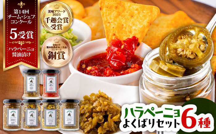 ハラペーニョ よくばりセット 6種 / はらぺーにょ 醤油漬け ピクルス 漬物 たれ 唐辛子 調味料 旨辛 熊本 菊陽町 調味料セット【こびらオリーブ園】 [BHBL003]