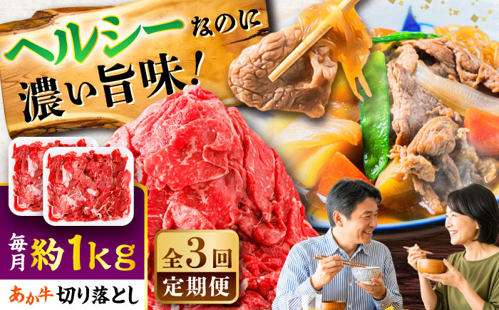 【全3回定期便】あか牛 切り落とし 約1kg (約500g×2P) / 熊本 赤牛 褐牛 あかうし 褐毛和種 肥後 冷凍 国産 牛肉 和牛 切り落とし こま切れ【五右衛門フーズ】 [BHCY006]