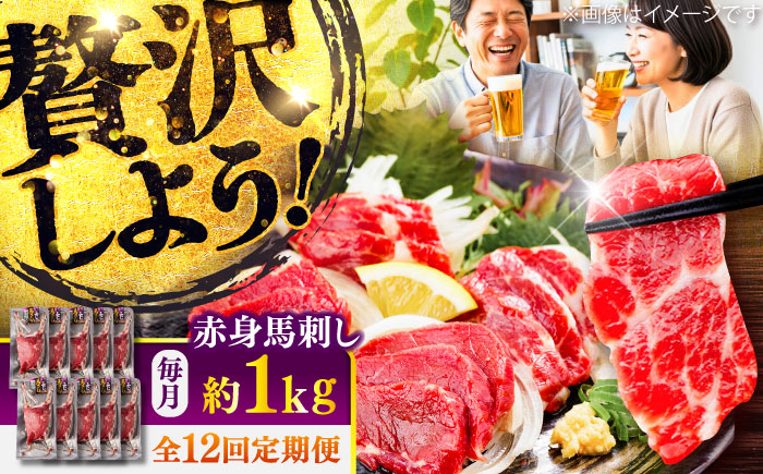 【全12回定期便】赤身 馬刺し 約1kg(約100g×10パック) / 小分け 熊本 馬刺 赤身 馬刺し 冷凍 馬肉 ヘルシー 真空 パック おつまみ 熊本県 菊陽町【五右衛門フーズ】 [BHCY028]