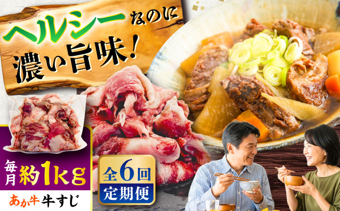 【全6回定期便】熊本あか牛スジ 約1kg / 熊本県 あか牛 あかうし 和牛 牛すじ すじ肉 牛肉 お肉 褐毛和種 冷凍 国産【五右衛門フーズ】 [BHCY051]
