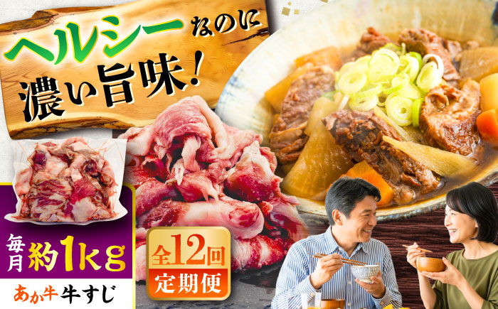 【全12回定期便】熊本あか牛スジ 約1kg / 熊本県 あか牛 あかうし 和牛 牛すじ すじ肉 牛肉 お肉 褐毛和種 冷凍 国産【五右衛門フーズ】 [BHCY052]