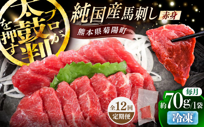 【全12回定期便】純国産馬 赤身馬刺し 約70g / ばさし 馬刺 あかみ 熊本馬刺し 熊本県 菊陽町【株式会社古閑ファーム】 [BHDF026]