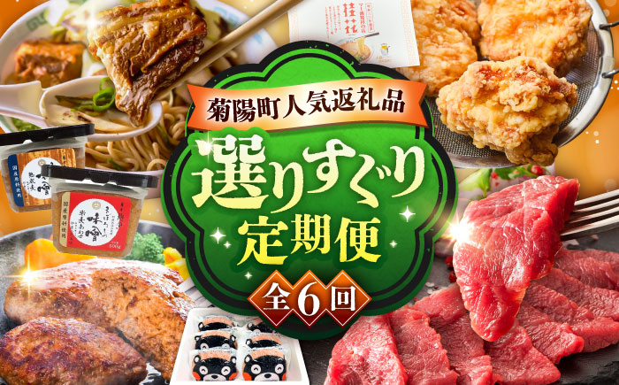 【菊陽町よりすぐり6回定期便】 菊陽町の人気の返礼品が毎月届く！ / 肉 馬刺し 馬肉 赤身 ハンバーグ 味噌 ラーメン [BHZZ008]