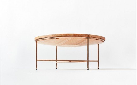 【FIL】コーヒーテーブル MASS Series 900 Coffee Table -Natural Wood & Copper Frame-　小国杉 テーブル ラウンドテーブル 丸テーブル ローテーブル 机 インテリア 家具 木製 無垢材 天然木 おしゃれ リビング ダイニング ギフト セット Foreque 阿蘇 南小国町