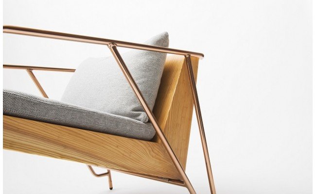 【FIL】ラウンジチェア MASS Series Lounge Chair -Natural Wood & Copper Frame-　小国杉 イージーチェア ローチェア 椅子 チェア 背もたれ 肘掛 クッション インテリア 家具 木製 無垢材 天然木 受注生産 おしゃれ リビング ダイニング ギフト Foreque 熊本 阿蘇 南小国町 送料無料