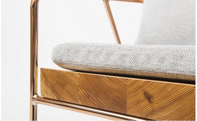 【FIL】ラウンジチェア MASS Series Lounge Chair -Natural Wood & Copper Frame-　小国杉 イージーチェア ローチェア 椅子 チェア 背もたれ 肘掛 クッション インテリア 家具 木製 無垢材 天然木 受注生産 おしゃれ リビング ダイニング ギフト Foreque 熊本 阿蘇 南小国町 送料無料