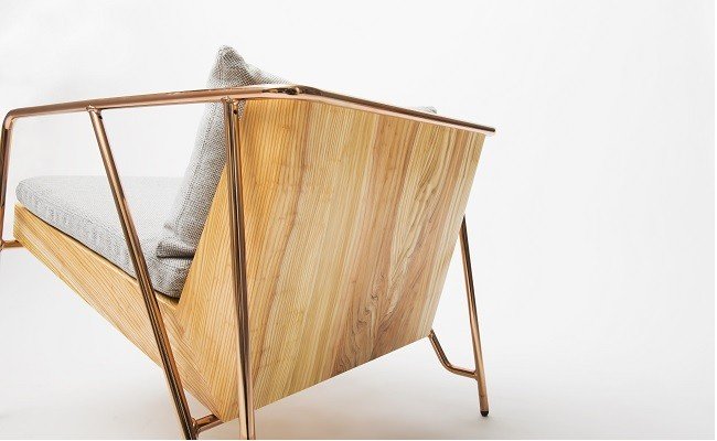 【FIL】ラウンジチェア MASS Series Lounge Chair -Natural Wood & Copper Frame-　小国杉 イージーチェア ローチェア 椅子 チェア 背もたれ 肘掛 クッション インテリア 家具 木製 無垢材 天然木 受注生産 おしゃれ リビング ダイニング ギフト Foreque 熊本 阿蘇 南小国町 送料無料