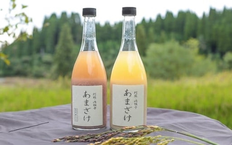 お米農家が作る あまざけ 紅白セット 甘酒 無農薬 紅白 セット 720ml 2本 米麹 飲み比べ 詰め合わせ お正月 ギフト 贈答用 あっぷるみんと 熊本 阿蘇 南小国町 送料無料