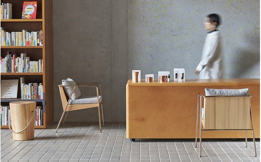 【FIL】ハンドルスツール MASS Series Handle Stool -Natural Wood & Copper Frame-　小国杉 スツール チェアー チェア ローチェア 丸椅子 椅子 インテリア 家具 木製 無垢材 受注生産 おしゃれ リビング ダイニング Foreque 熊本 阿蘇 南小国町 送料無料