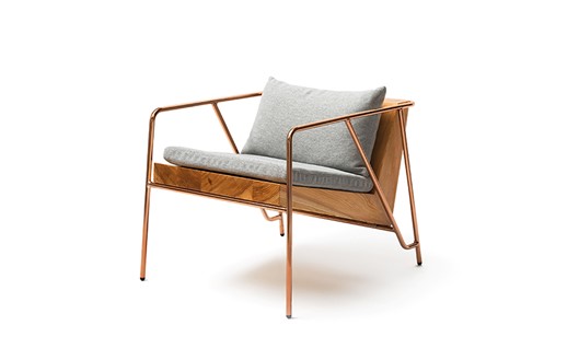 【FIL】ラウンジチェア MASS Series Lounge Chair -Natural Wood & Copper Frame-　小国杉 イージーチェア ローチェア 椅子 チェア 背もたれ 肘掛 クッション インテリア 家具 木製 無垢材 天然木 受注生産 おしゃれ リビング ダイニング ギフト Foreque 熊本 阿蘇 南小国町 送料無料