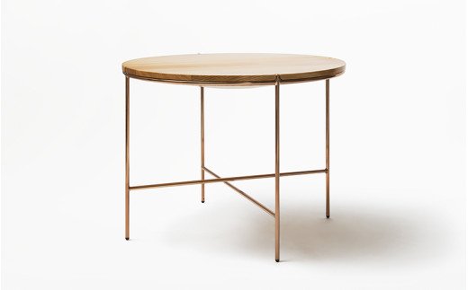 【FIL】ラウンドテーブル MASS Series 900Round Table -Natural Wood & Copper Frame-　小国杉 テーブル 丸テーブル 机 インテリア 家具 木製 小国杉 無垢材 天然木 おしゃれ リビング ダイニング ギフト セット Foreque 熊本 阿蘇 南小国町 送料無料