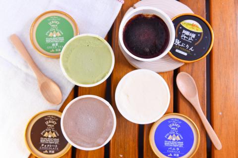 【JA阿蘇】小国ジャージー牛乳 阿蘇 小国郷 ジャージー牛乳 ゴールデンミルク 牧場しぼり アイスクリーム バニラ 抹茶 チョコ 氷プリン 濃厚 贈答 ギフト 記念日 おうち時間 お取り寄せ アイス アイスクリーム＆氷プリンセット 130ml×6 90ml×2 計8個 IS-5