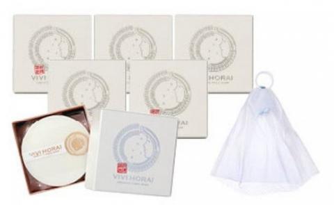 【河津酒造】添加物不使用 酒かす 酒粕 白ぬか 米ぬか 吟醸酒 日本酒原料 ヒアルロン酸 国産海塩 洗顔 全身 保湿 さっぱり 熊本 阿蘇 小国町 老舗酒蔵 VIVI HORAI 美々蓬莱 5個 専用箱 お取り寄せ プレゼント 贈答 ギフト