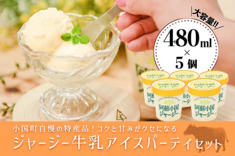 【JA阿蘇】小国ジャージー牛乳 阿蘇 小国郷 ジャージー牛乳 ゴールデンミルク 牧場しぼり アイスクリーム バニラ 濃厚 贈答 ギフト 記念日 おうち時間 お取り寄せ アイス アイスクリームパーティーセット 480ml×5