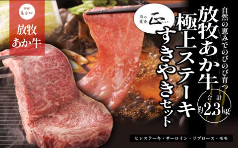阿蘇うぶやま村の放牧あか牛極上ステーキ・すきやきセット《60日以内に出荷予定(土日祝除く)》---ubuyama_yns_23_set---