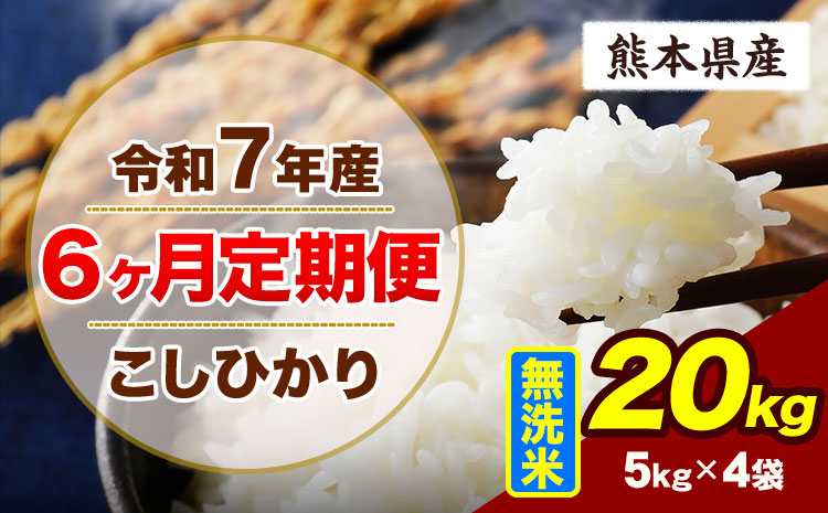 【6ヶ月定期便】令和7年産 定期便 こしひかり  20kg 無洗米 阿蘇 うぶやま 米 定期便 熊本県産 ふるさと納税 精米 ひの 米 こめ ふるさとのうぜい コシヒカリ コメ お米 おこめ《お申込み翌月から出荷》---ubuyama_lcl_709_mo6---